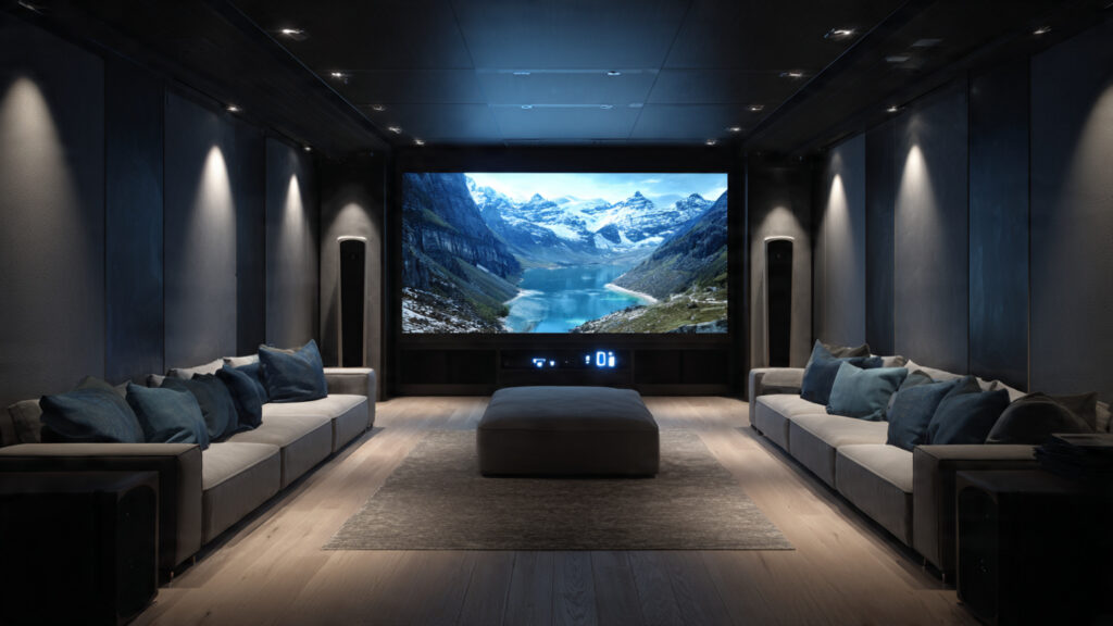 The 2026 Home Cinema Checklist: Your Ultimate Guide to Sensory Immersion 2 A sleek, futuristic home cinema setup with a large, seamless display and immersive sound system