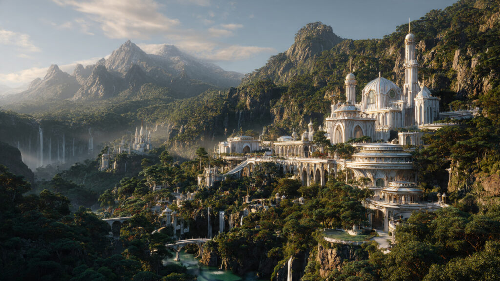 Sweeping vista of Middle-earth from Rings of Power