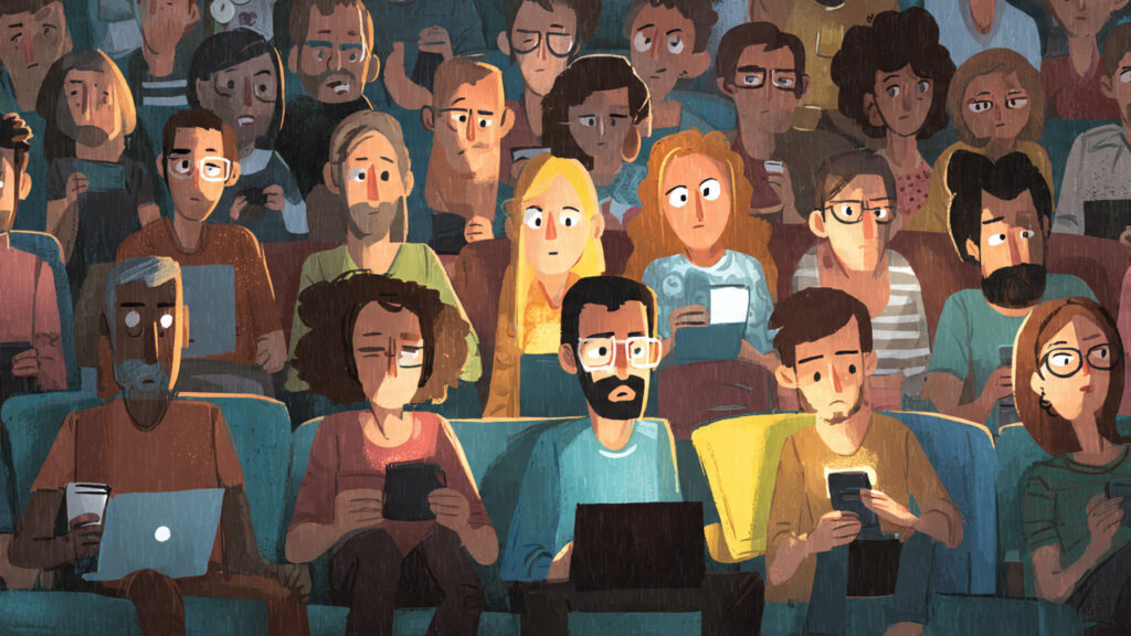 A buzzing online forum or social media feed filled with fan theories and discussions about a popular TV show.