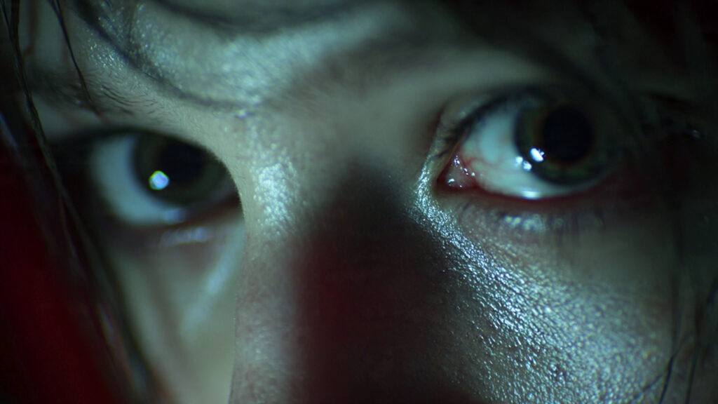 Nightmares & Noir: How HBO Max Masters the Art of Fear 3 A close-up shot of a character's terrified eyes, reflecting a dark, indistinct shape