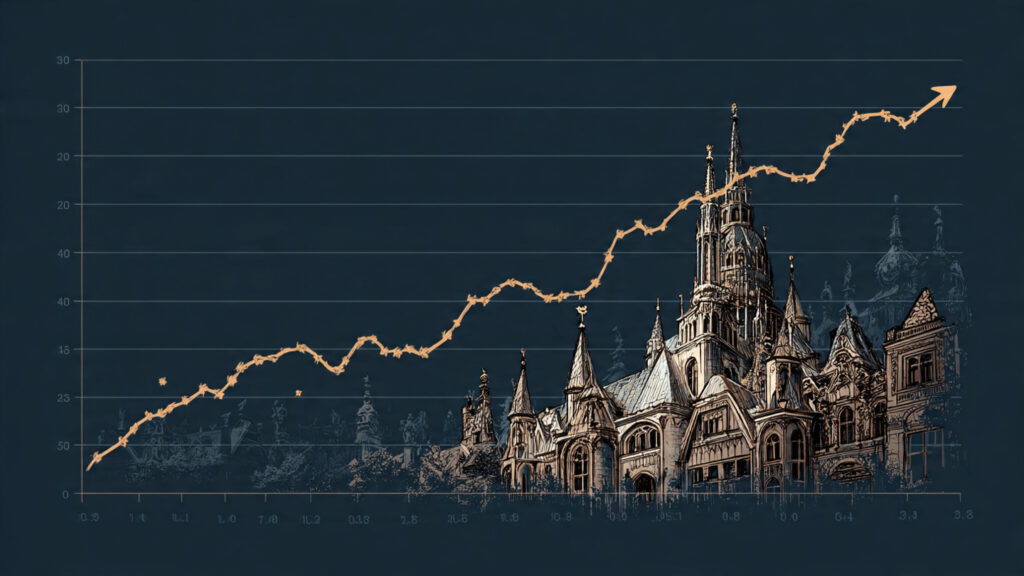 A graph showing an upward trend in European content production and investment