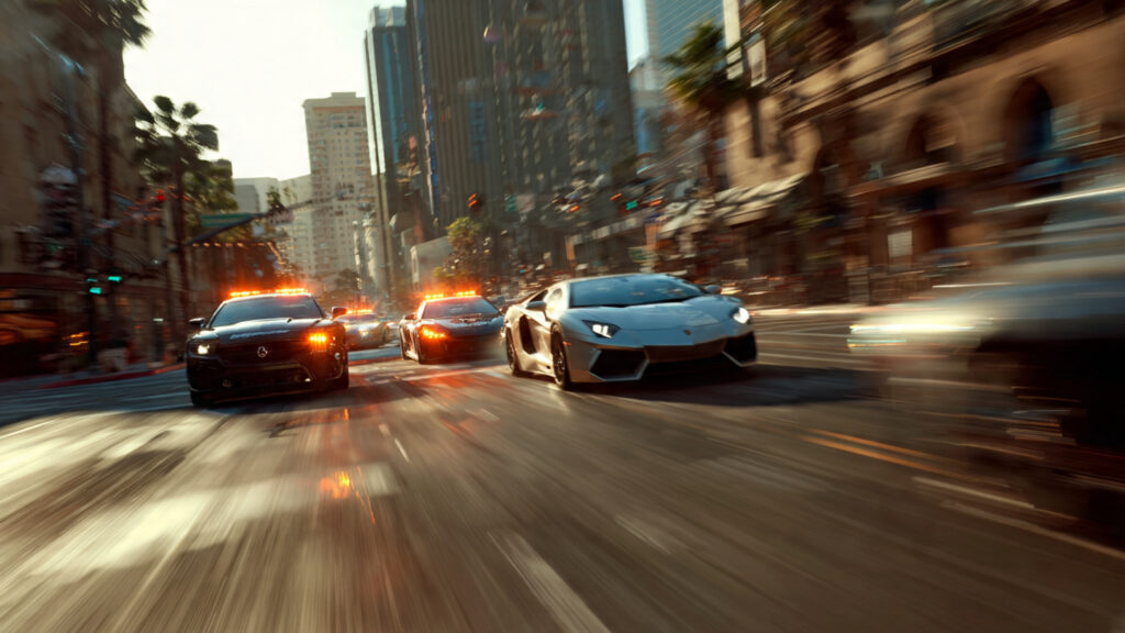 Top 10 Best Action Movies You Must Watch in 2026 4 A high-speed chase scene featuring exotic cars in a bustling city for "Operation: Phoenix