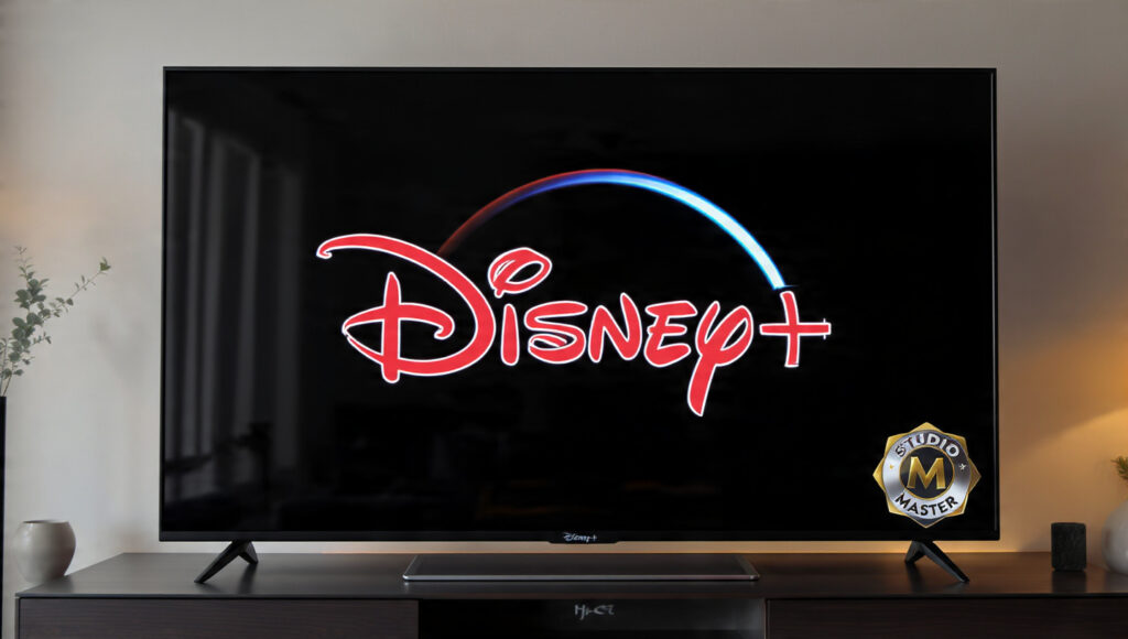The Disney+ 2026 "Studio Master" Revolution: Lossless Audio & Video is Finally Here! 2 A sleek, futuristic TV screen displaying the Disney+ logo with a "Studio Master" badge