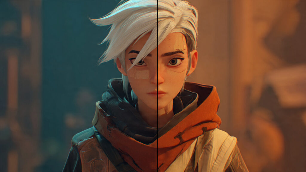 Beyond the Script: The Dawn of AI-Generated Interactive Cinema 3 A split screen showing a character's design brief on one side and an AI-generated variation of that character on the other