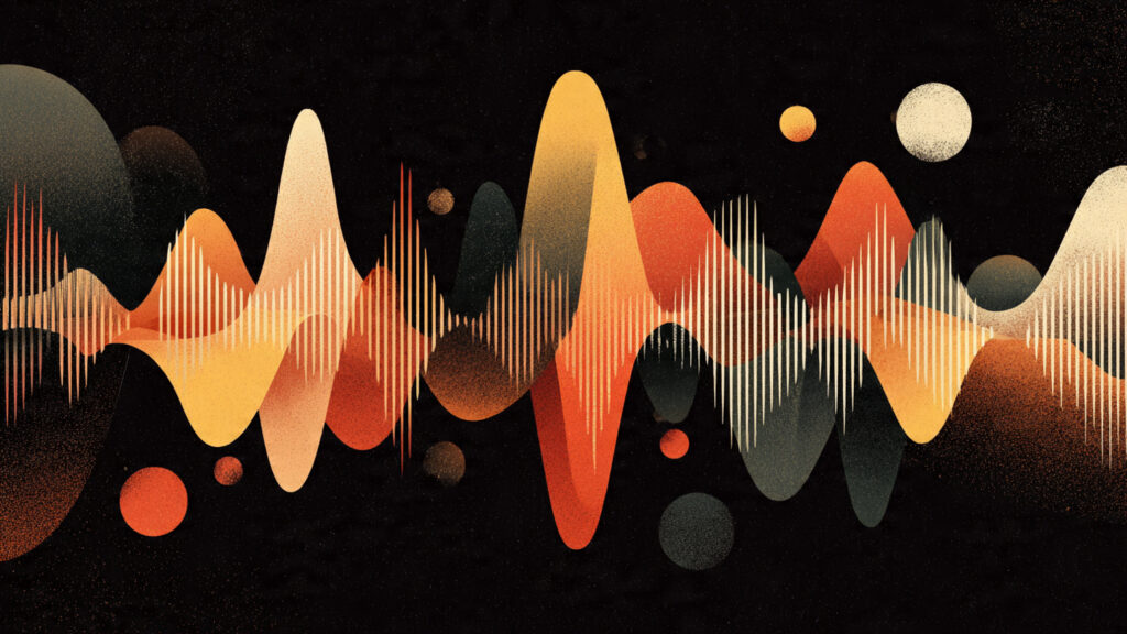 Nightmares & Noir: How HBO Max Masters the Art of Fear 4 A stylized graphic showing sound waves and dark, abstract shapes.