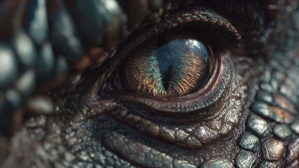 Close-up on a dragon's eye, conveying intensity