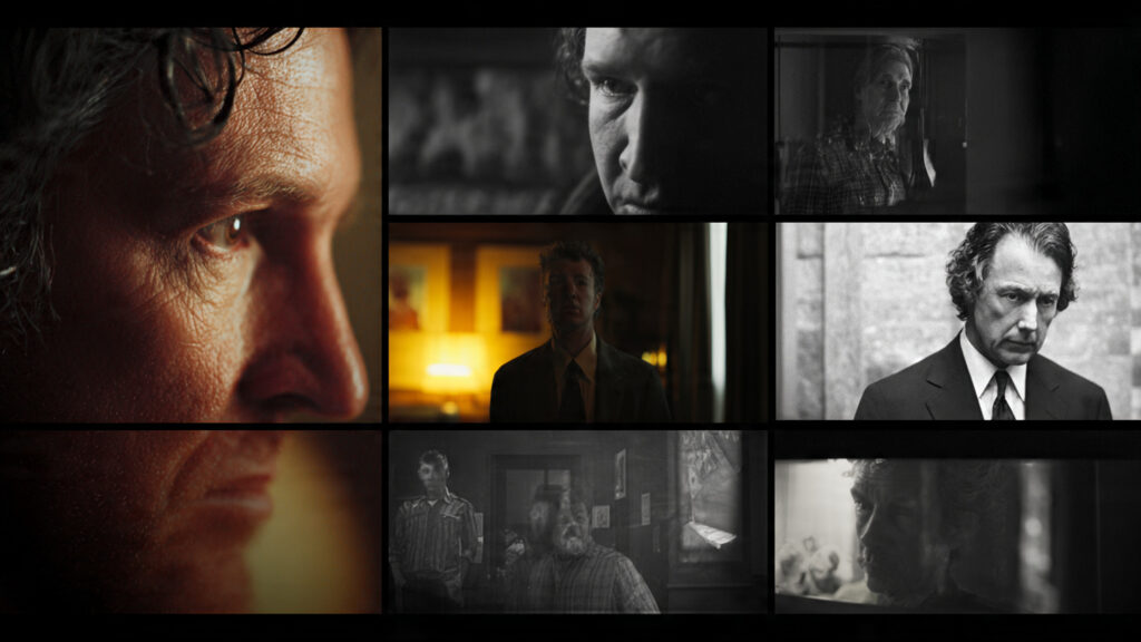 The Evolution of True Crime on Streamers: From Reenactments to Empathetic Investigations 2 montage of intense true crime documentary scenes, hinting at investigation and suspense