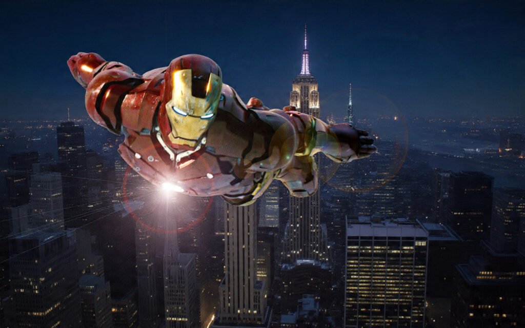  A dynamic shot of Iron Man in flight from his 2008 trailer
