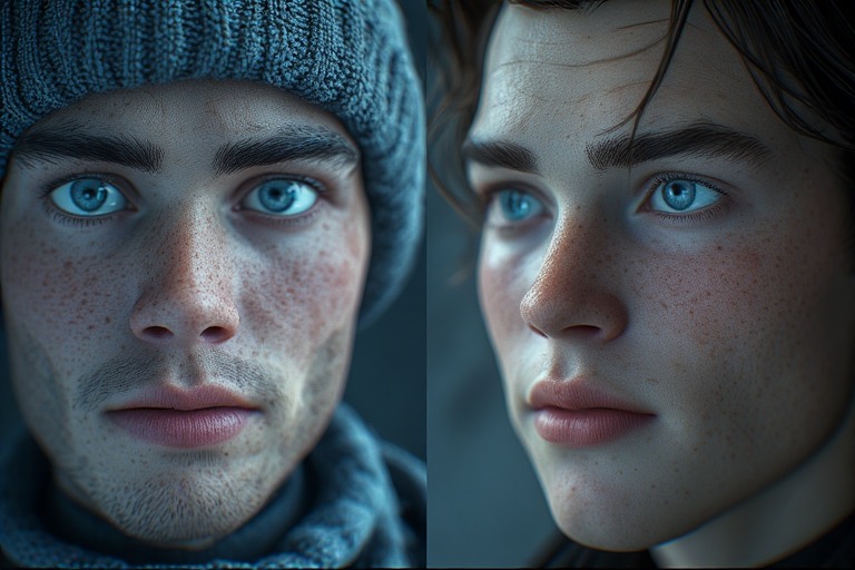 A side-by-side comparison of a traditionally animated character and an AI-generated character with similar features