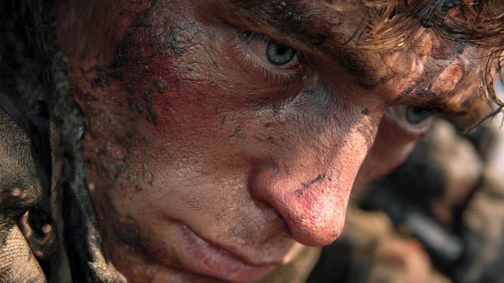 All Quiet on the Western Front: A Harrowing Descent into the Psyche of War 4 A close-up of a soldier's face, etched with exhaustion and despair