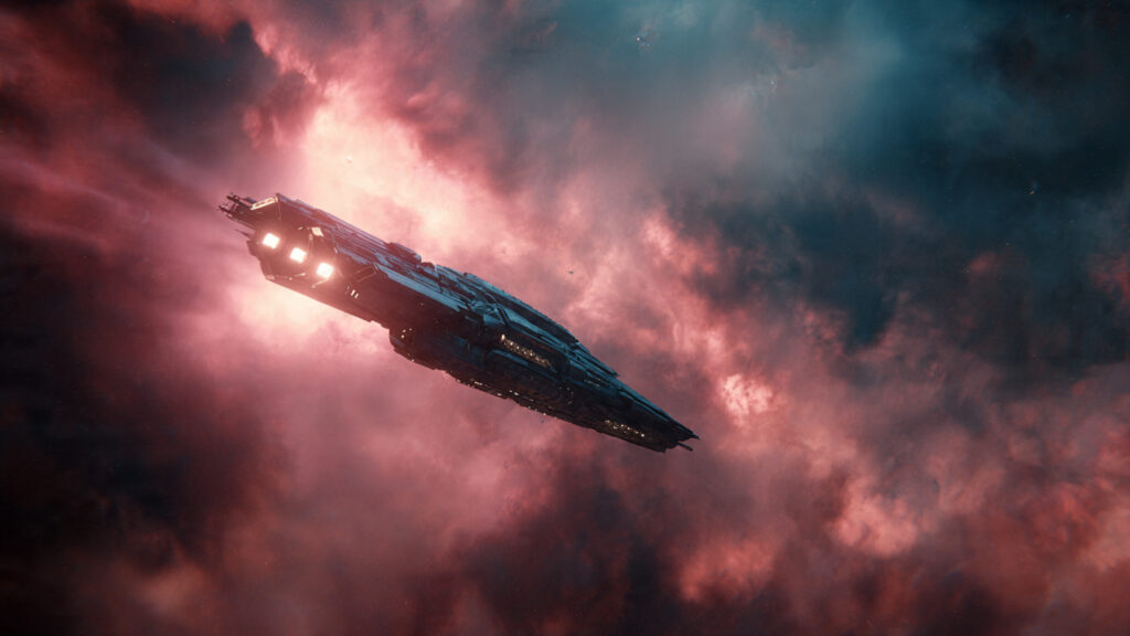 Project Hail Mary vs. Interstellar: Which Sci-Fi Epic Reigns Supreme? 3 A dynamic shot of the spaceship Endurance from Interstellar navigating a nebula.