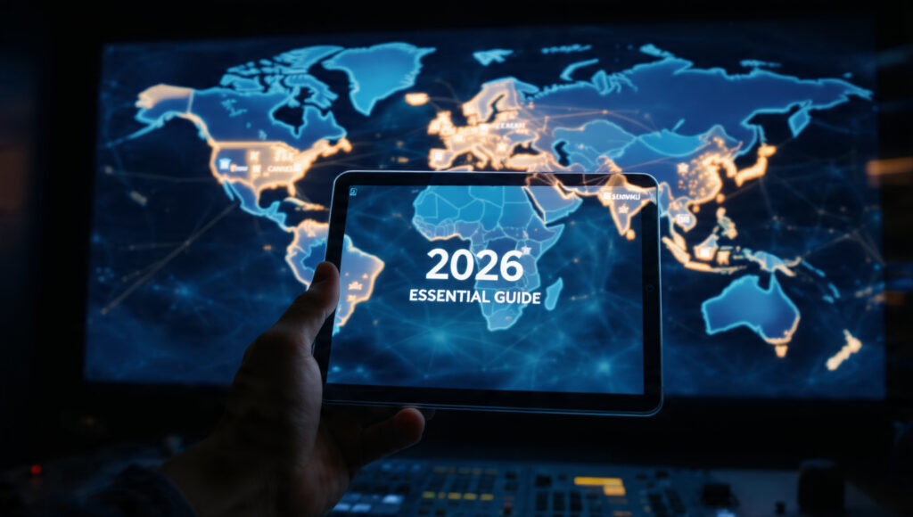 A visually engaging infographic highlighting key film festival locations and their respective months on a world map.