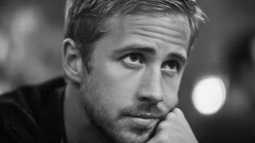 A thoughtful image of Ryan Gosling, perhaps from a past dramatic role, conveying contemplation