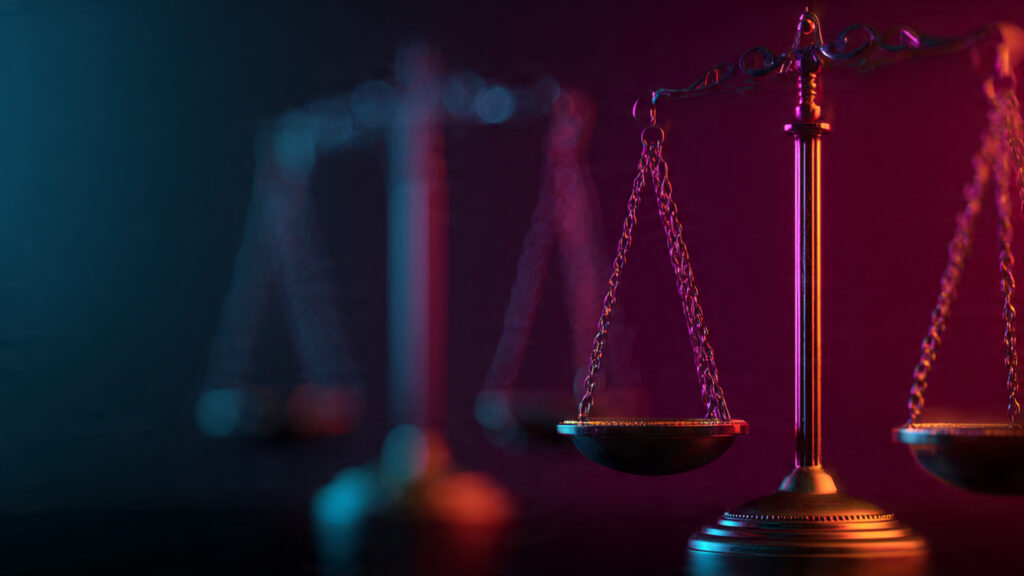 Abstract image representing legal scales of justice with a subtle nod to addiction recovery symbols