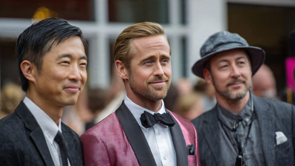 Ryan Gosling and The Daniels directors Daniel Kwan and Daniel Scheinert, perhaps at an awards ceremony or premiere.