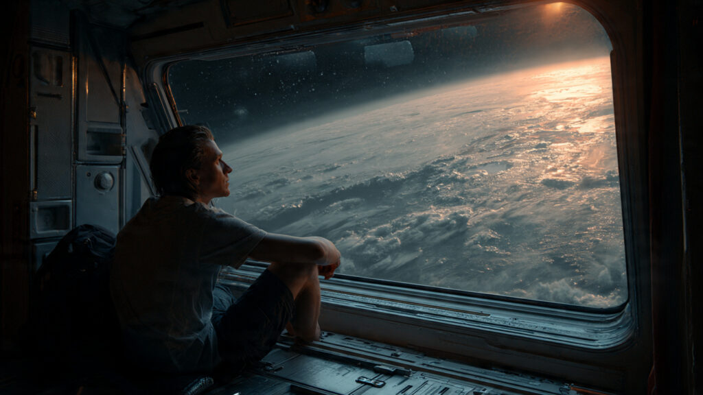 Project Hail Mary vs. Interstellar: Which Sci-Fi Epic Reigns Supreme? 2 Ryland Grace looking out a spaceship window on Project Hail Mary