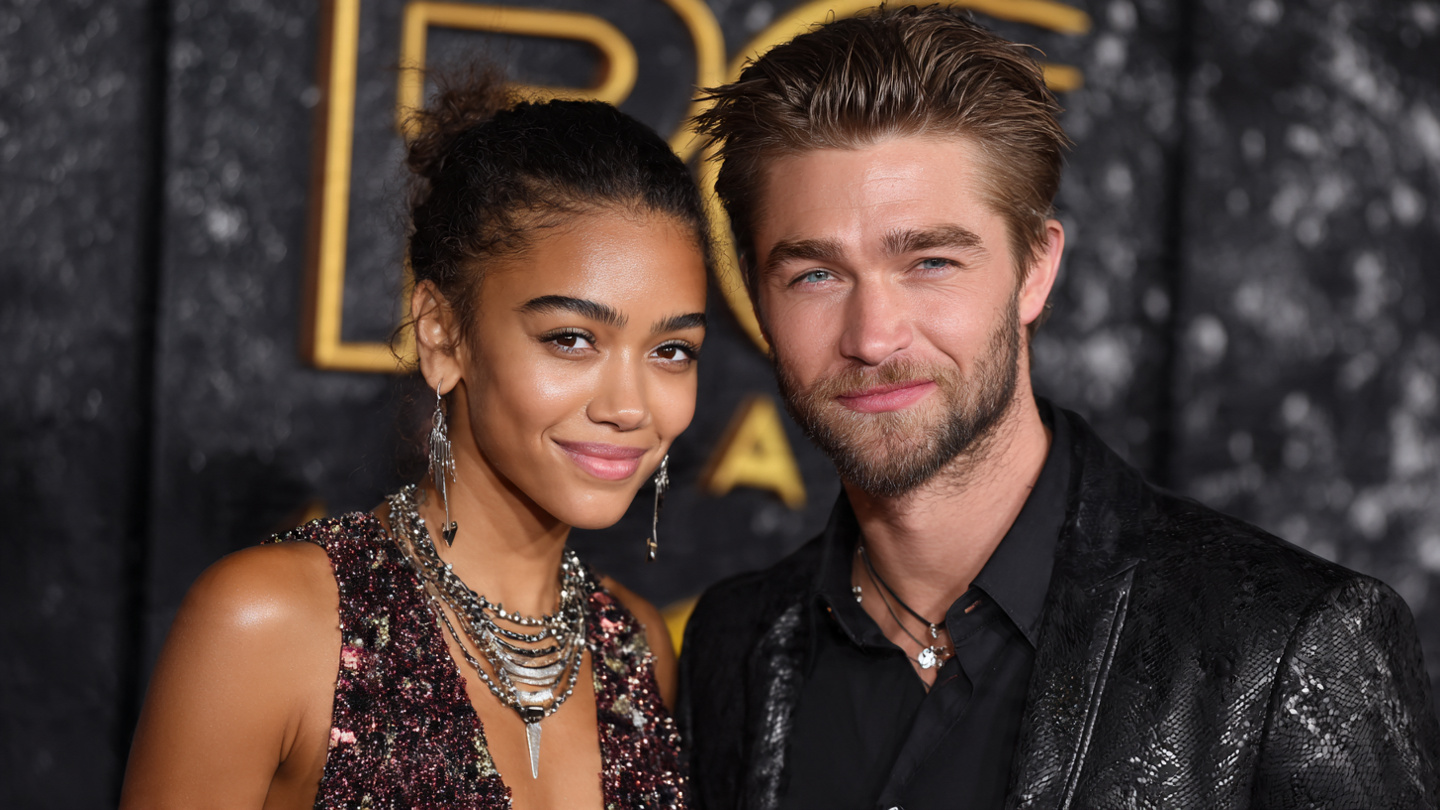 Close-up shot of Zendaya and Robert Pattinson looking intensely at each other